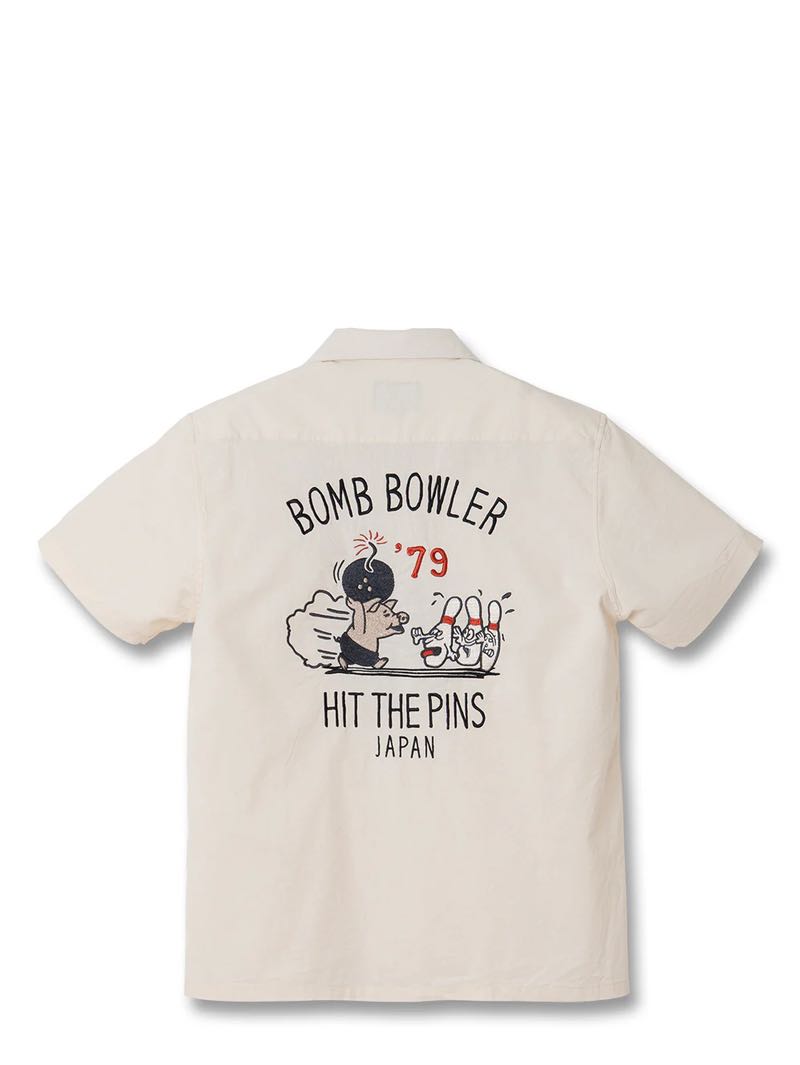 Studio D'Artisan Ivory Embroidered Bowling Shirt [5743