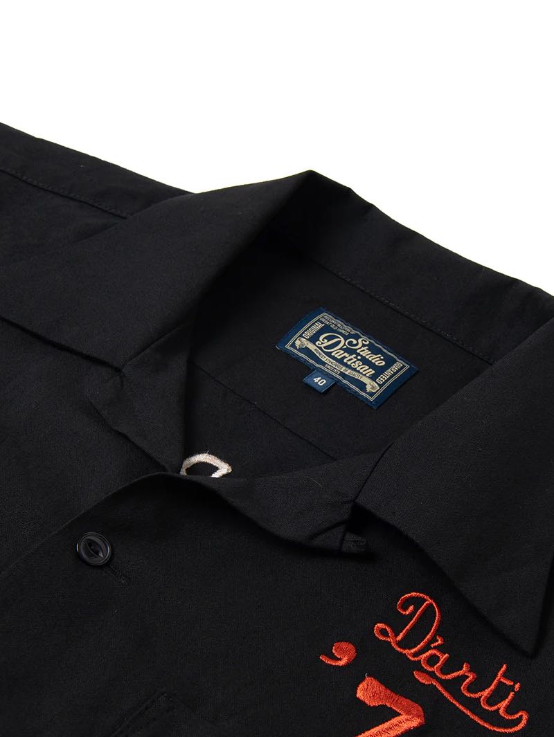 Studio D'Artisan Black Embroidered Bowling Shirt [5743