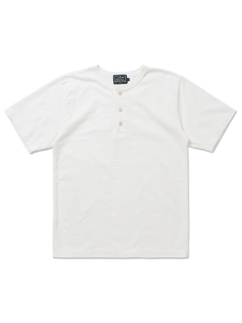 Studio D'Artisan White 8205 Ishikawadai Henley Neck Small-Size Knit Jersey Shirt
