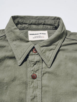 Samurai Jeans SSS26-AT Olive Tropical Weather Long Sleeve Shirt