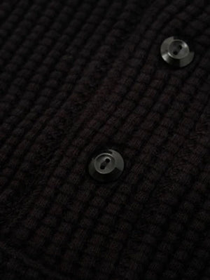 UES Clothing Black Big Waffle Henley Shirt