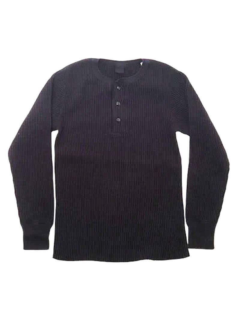 UES Clothing Black Big Waffle Henley Shirt