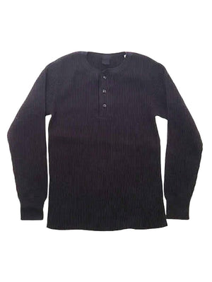 UES Clothing Black Big Waffle Henley Shirt
