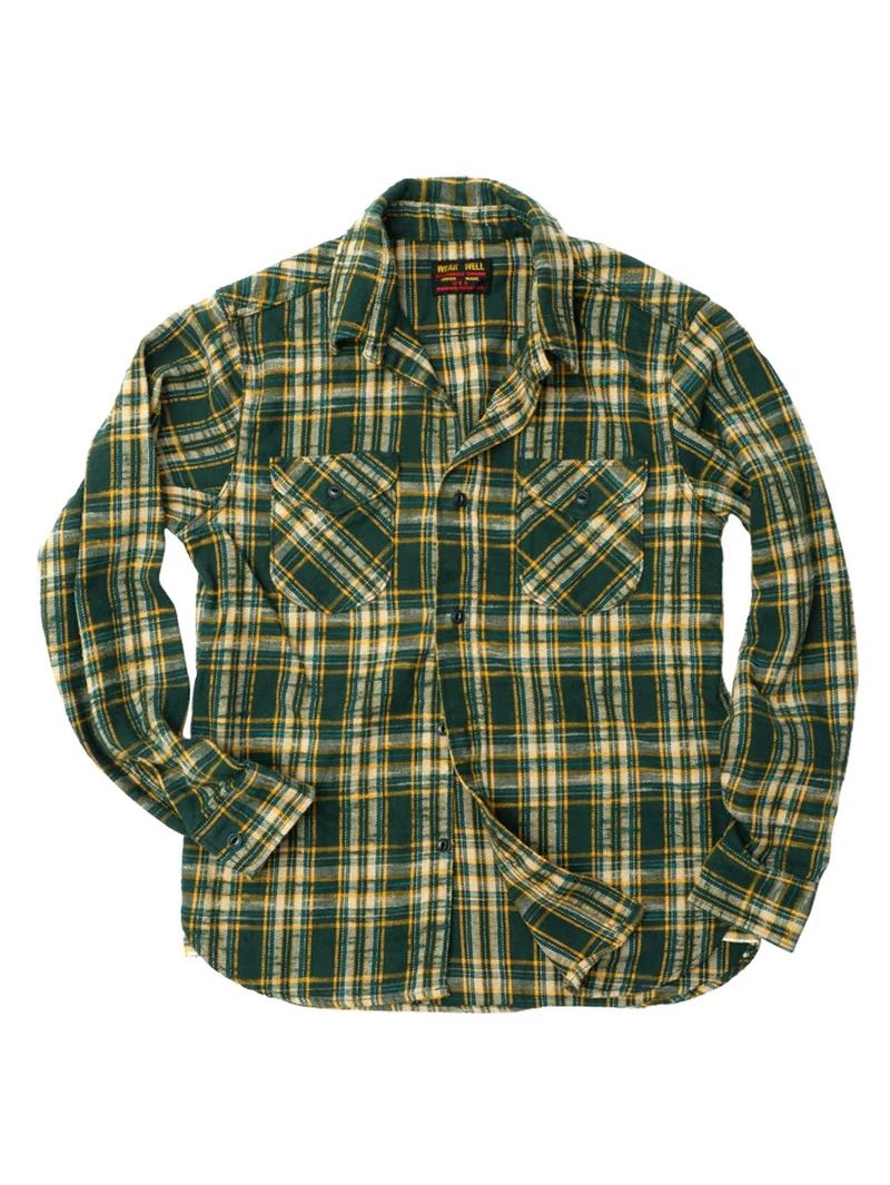 UES Clothing Green Slubby Flannel Shirts 502655
