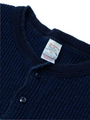 UES Clothing Indigo Big Waffle Henley Shirt