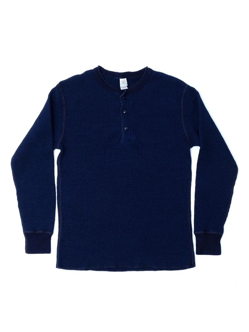 UES Clothing Indigo Big Waffle Henley Shirt