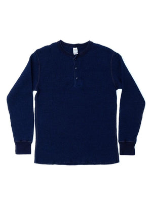 UES Clothing Indigo Big Waffle Henley Shirt