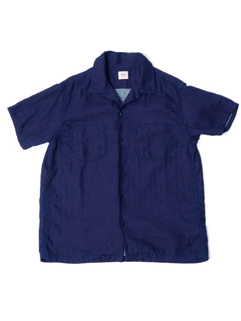 UES Clothing Indigo Herringbone Double Gauze short sleeve Shirt