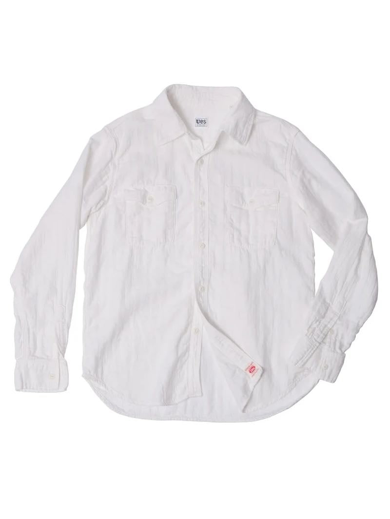 UES Denim 502604 Off White Herringbone Double Gauze Shirt