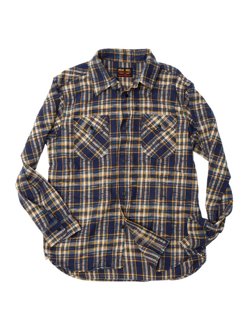 UES Navy Slubby Flannel Shirts 502655