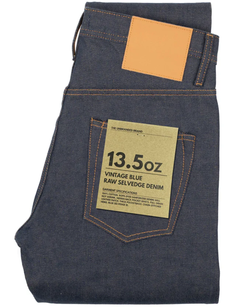Unbranded UB654 Relaxed Tapered Fit 13.5oz Vintage Blue Selvedge