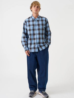 Universal Works Blue Check ATTENDANT SHIRT