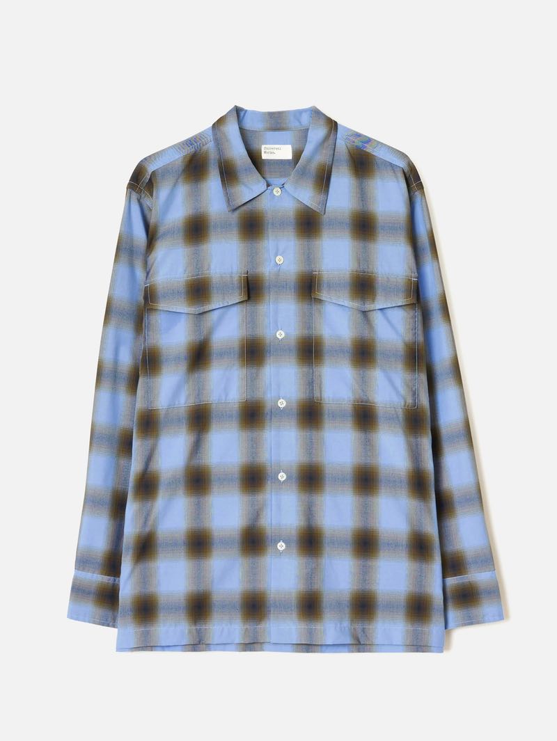 Universal Works Blue Check ATTENDANT SHIRT