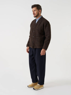 Universal Works Brown Advanced Cardigan Raven Fleece