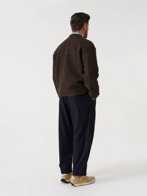 Universal Works Brown Advanced Cardigan Raven Fleece