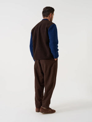 Universal Works Brown/Indigo Wool Fleece Cardigan