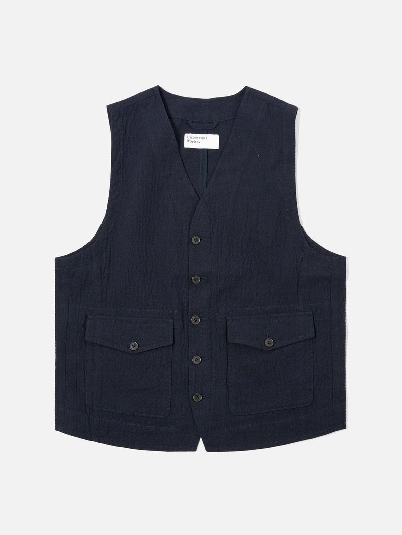 Universal Works Dark Navy Ospina Cotton Field Waistcoat