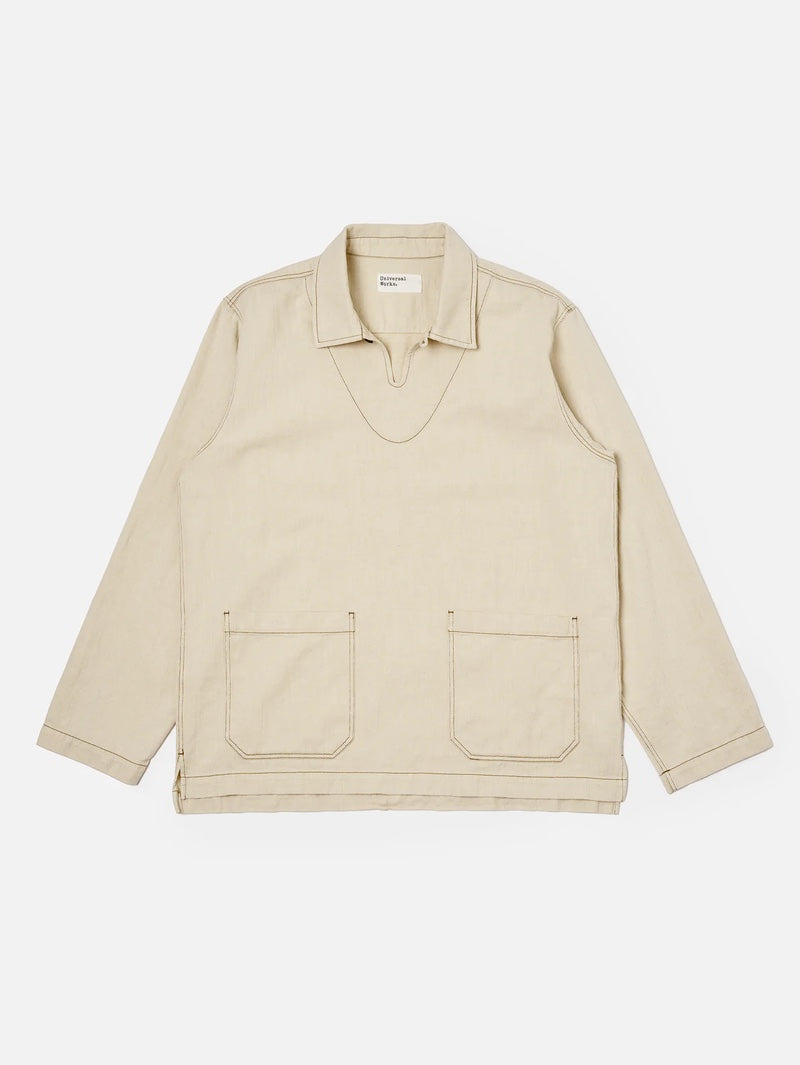 Universal Works Ecru Koko Cotlin Smock Overshirt