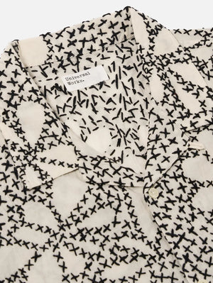 Universal Works Ecru/Black Kantha Flower Road Shirt