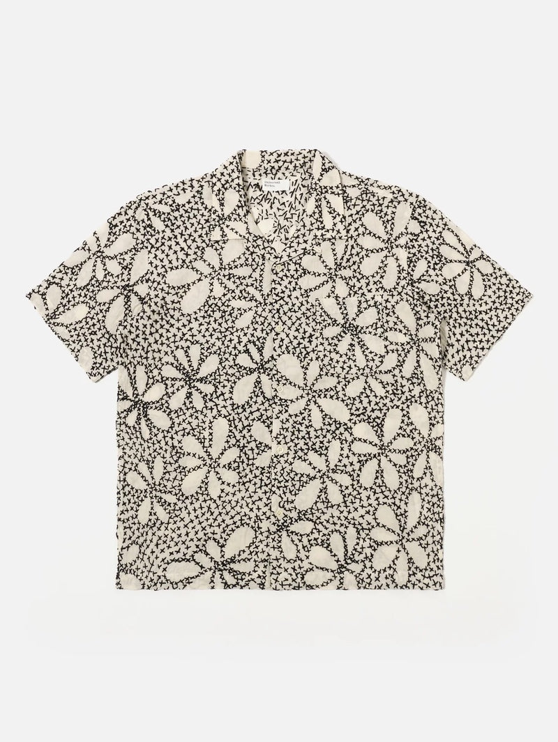 Universal Works Ecru/Black Kantha Flower Road Shirt