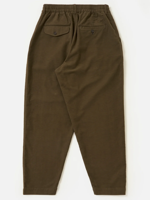 Universal Works Khaki Moleskin Pleated Track Pant