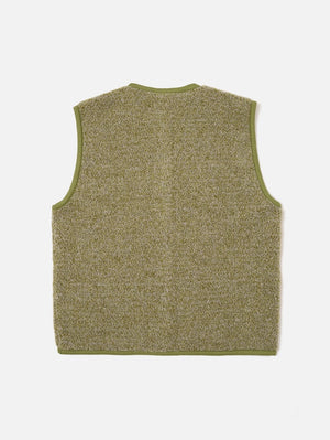 Universal Works Light Olive Alvar Fleece Lancaster Gilet