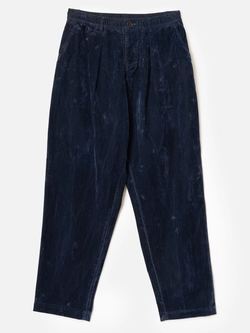 Universal Works Navy Flock Chambray Pleated Track Pant