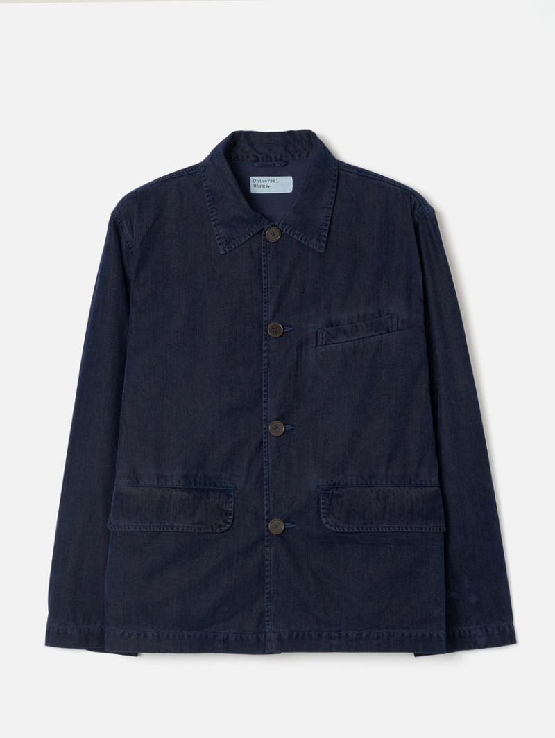 Universal Works Navy Flock Chambray Warmus Jacket