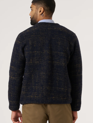 Universal Works Navy Marble Fleece Cardigan