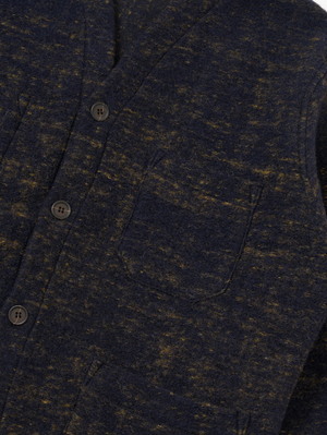 Universal Works Navy Marble Fleece Cardigan