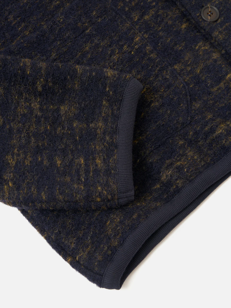 Universal Works Navy Marble Fleece Cardigan