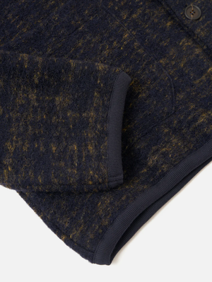 Universal Works Navy Marble Fleece Cardigan