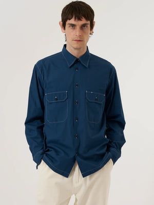Universal Works Navy Organic Fine Poplin CPO Shirt