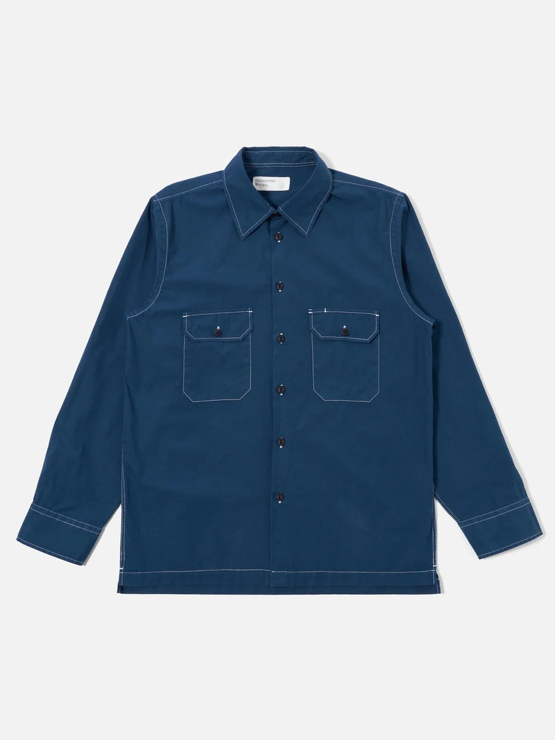 Universal Works Navy Organic Fine Poplin CPO Shirt