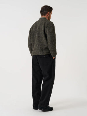 Universal Works Olive Advanced Cardigan Raven Fleece
