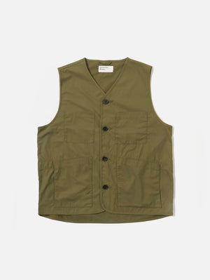 Universal Works Olive Recycled Polytech City Waistcoat