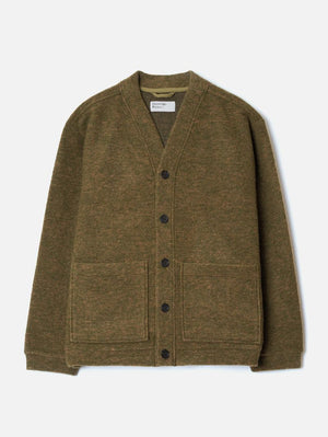 Universal Works Olive Wool Mix Knit Cardigan