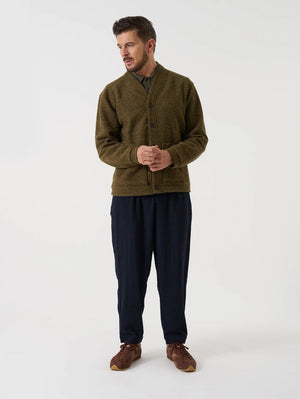Universal Works Olive Wool Mix Knit Cardigan