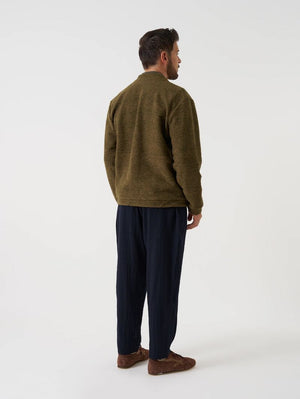 Universal Works Olive Wool Mix Knit Cardigan