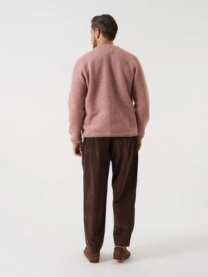 Universal Works Pink Diamond Fleece Cardigan