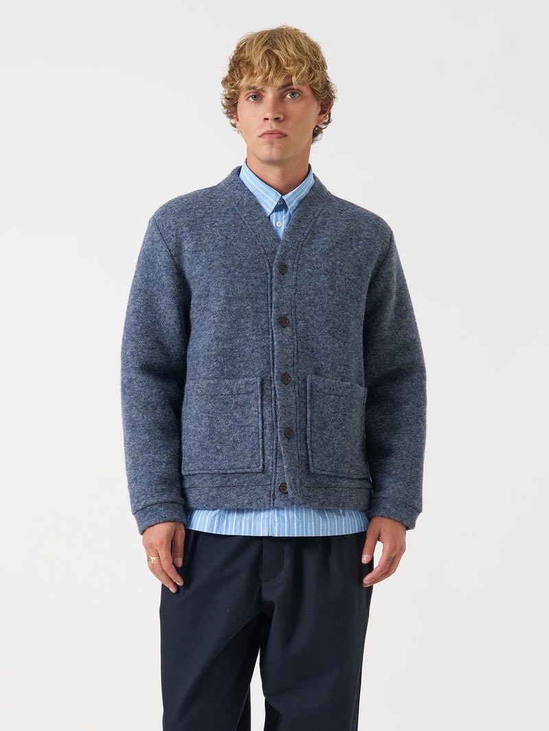 Universal Works Slate Blue Advance Cardigan