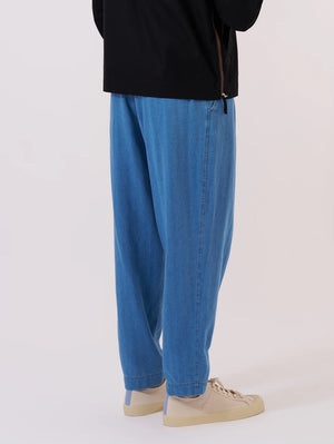Universal Works Washed Indigo Recycled Herringbone Pleated Track Pant