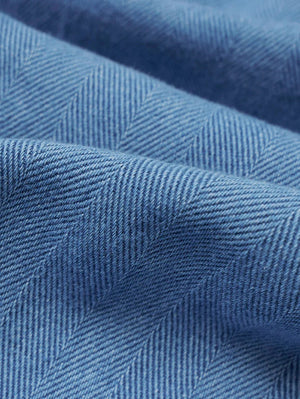 Universal Works Washed Indigo Recycled Herringbone Pleated Track Pant