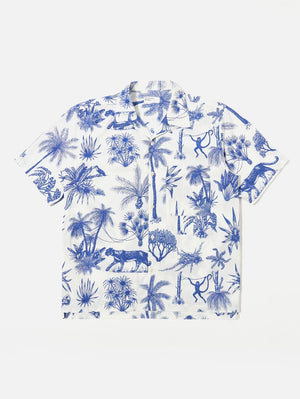 Universal Works White Jungle Toile Poplin Camp Shirt