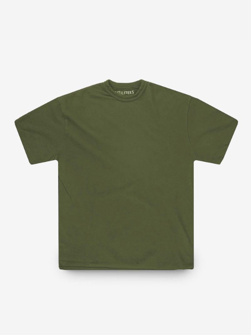 Utilitees Olive 10oz Heavyweight Crew Neck T-Shirt