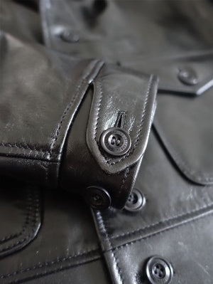 Y'2 Aniline Black Horse Hide Cossack Jacket