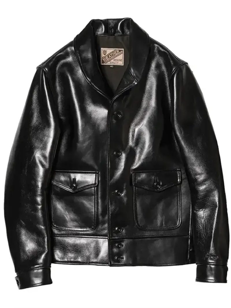 Y'2 Aniline Black Horse Hide Cossack Jacket