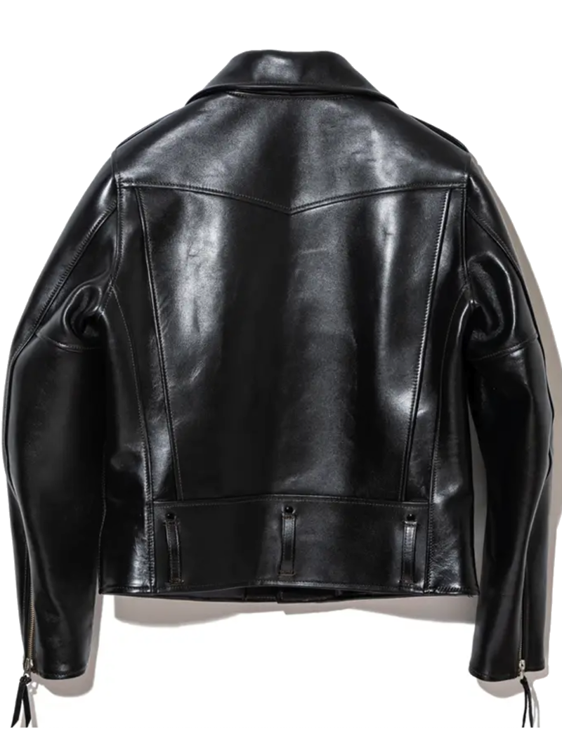 Y'2 Leather Black Vintage Horse Hide D-Pocket Double Rider Jacket