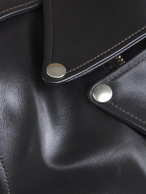 Y'2 Leather Black Vintage Horse Hide D-Pocket Double Rider Jacket