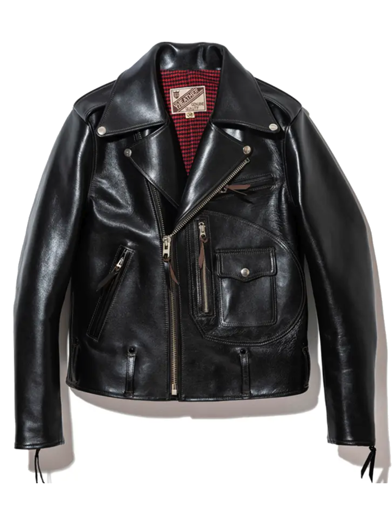Y'2 Leather Black Vintage Horse Hide D-Pocket Double Rider Jacket